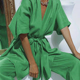 Set oversized pantalona sa vezanjem u struku