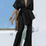 Set oversized pantalona sa vezanjem u struku