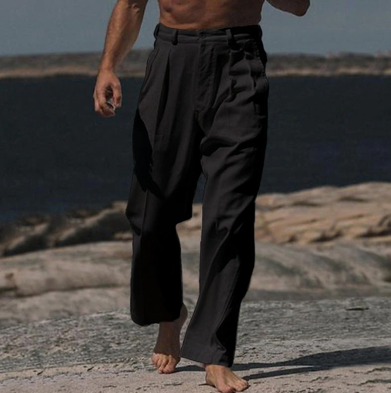 Theo | Široke Lanene Pantalone