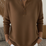 Helena™ | Dzianinowy Sweter z Zapięciem Henley