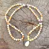 108 Bead Jade Sunstone & Rose Opal Mala Necklace / Bracelet