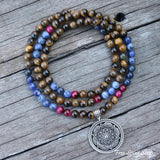 108 Tiger Eye & Sodalite Mala Necklace / Bracelet
