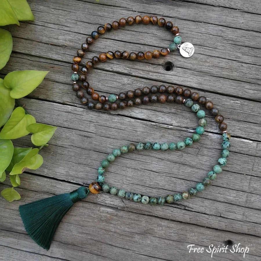108 Prirodnih Perli: Tiger Eye, Bronzit i Afrički Tirkiz