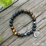 108 Tiger Eye & Matte Black Onyx Mala Necklace
