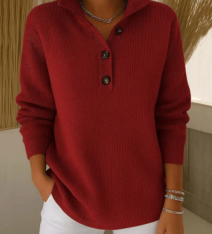 Amparo™ | Sweter Polo z Dekoltem w Serek
