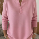 Helena™ | Dzianinowy Sweter z Zapięciem Henley