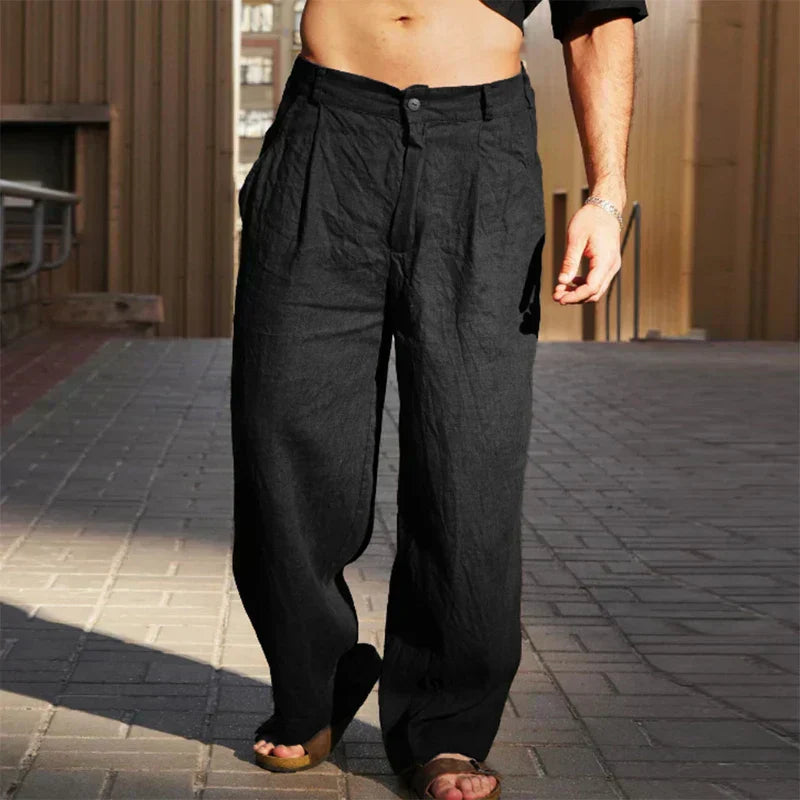 Dario | Široke Lanene Pantalone