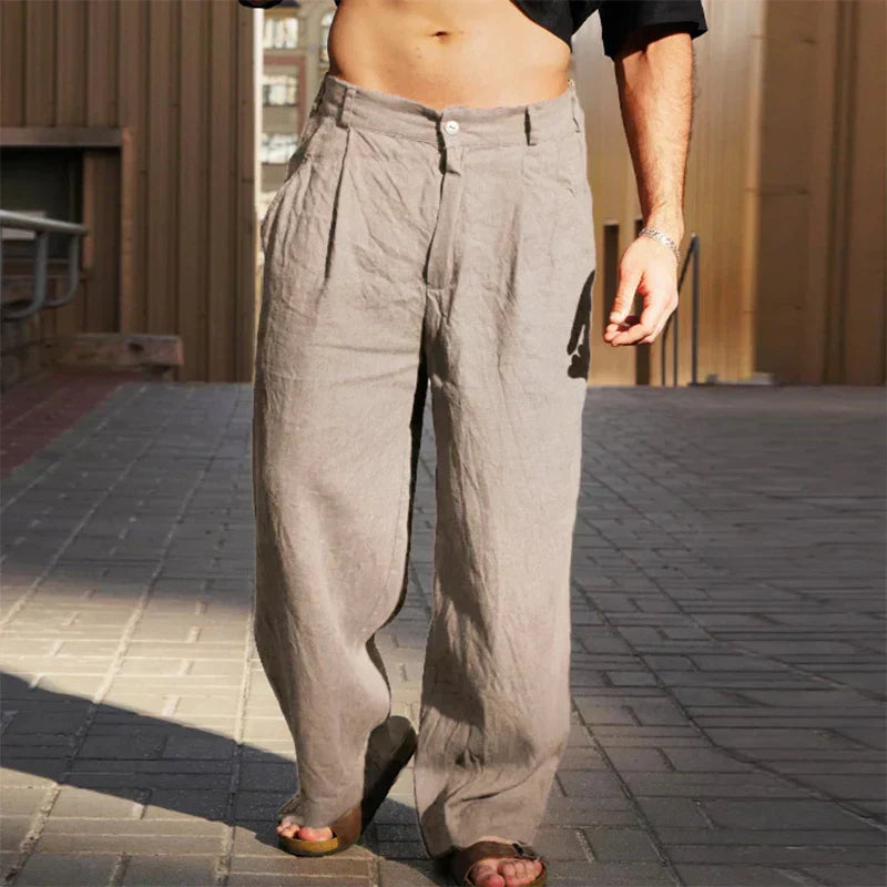 Dario | Široke Lanene Pantalone