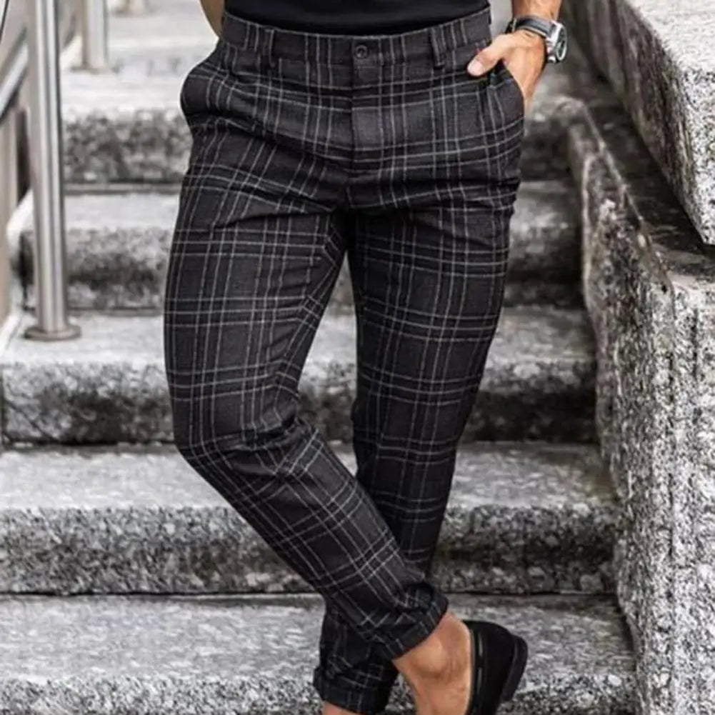 Ståle | Muške Lanene Karirane Pantalone