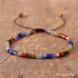 Adjustable Natural 7 Chakra Gemstone Bracelet with Beads