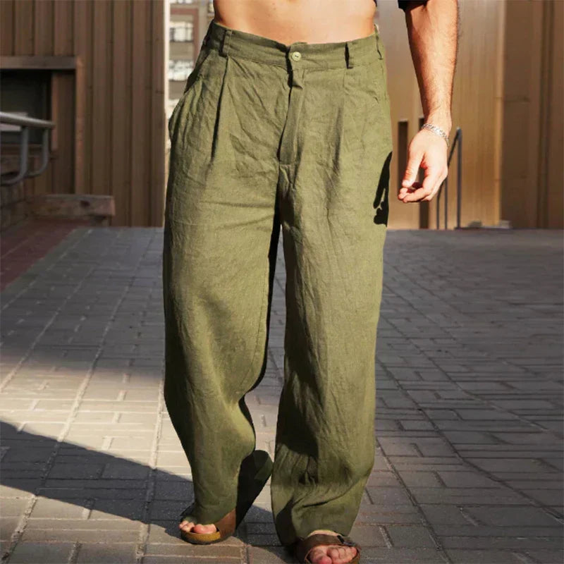 Dario | Široke Lanene Pantalone