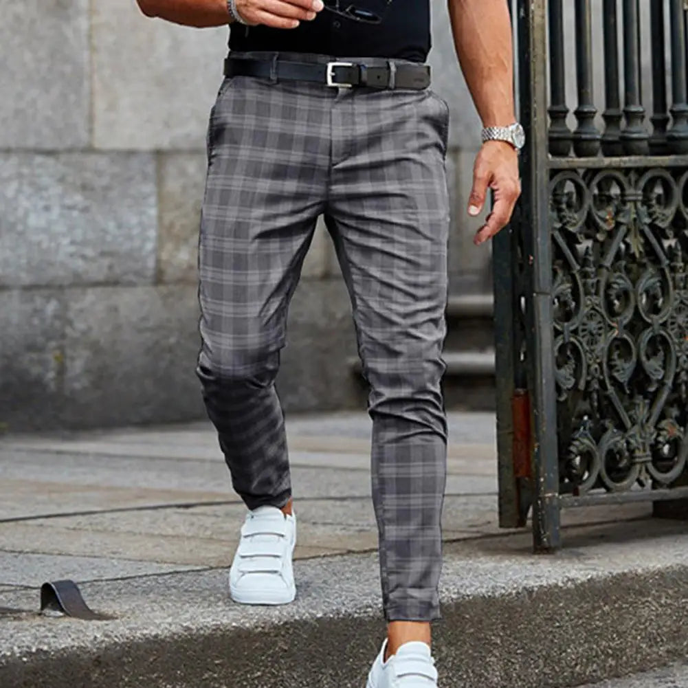 Ståle | Muške Lanene Karirane Pantalone