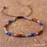 Adjustable Natural 7 Chakra Gemstone Bracelet with Beads