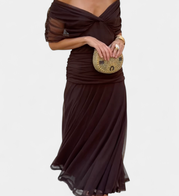 Sophia - Elegantna Haljina s Cvjetnim Plisiranim Dizajnom