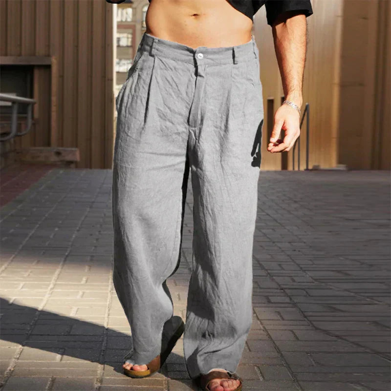 Dario | Široke Lanene Pantalone