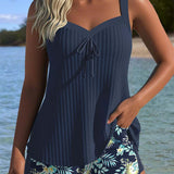 Prugasti dvodelni tankini za plažu