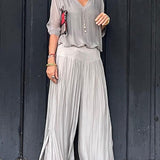 Larisa – Elegantan letnji komplet sa širokim pantalonama