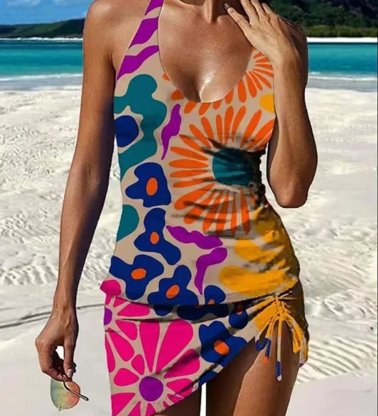 VITHONA | Fiesta — Cvetni tankini sa šortsom, efekat ravnog stomaka