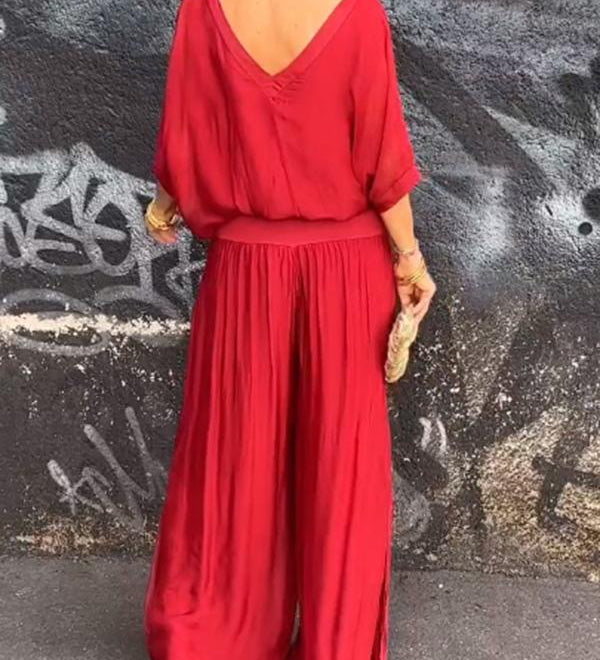 Larisa – Elegantan letnji komplet sa širokim pantalonama