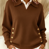 Vicenta™ | Sweter z Kołnierzem Polo i Guzikami