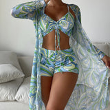 Trodelni bikini set s uzorkom