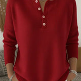 Helena™ | Dzianinowy Sweter z Zapięciem Henley