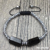 Ručna narukvica od prirodnog crnog turmalina i hematita