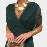 Sophia - Elegantna Haljina s Cvjetnim Plisiranim Dizajnom