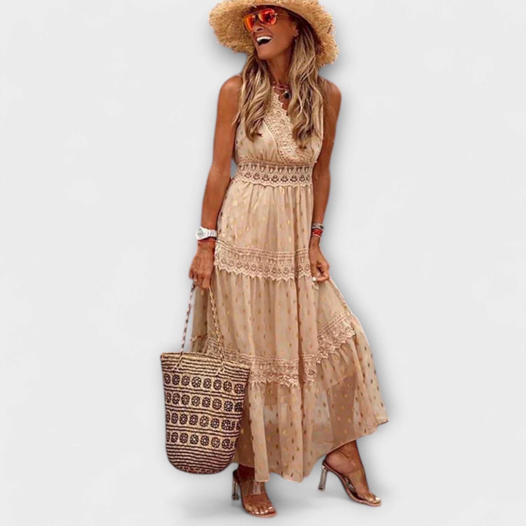 Lola | Boho čipkasti maksi haljina