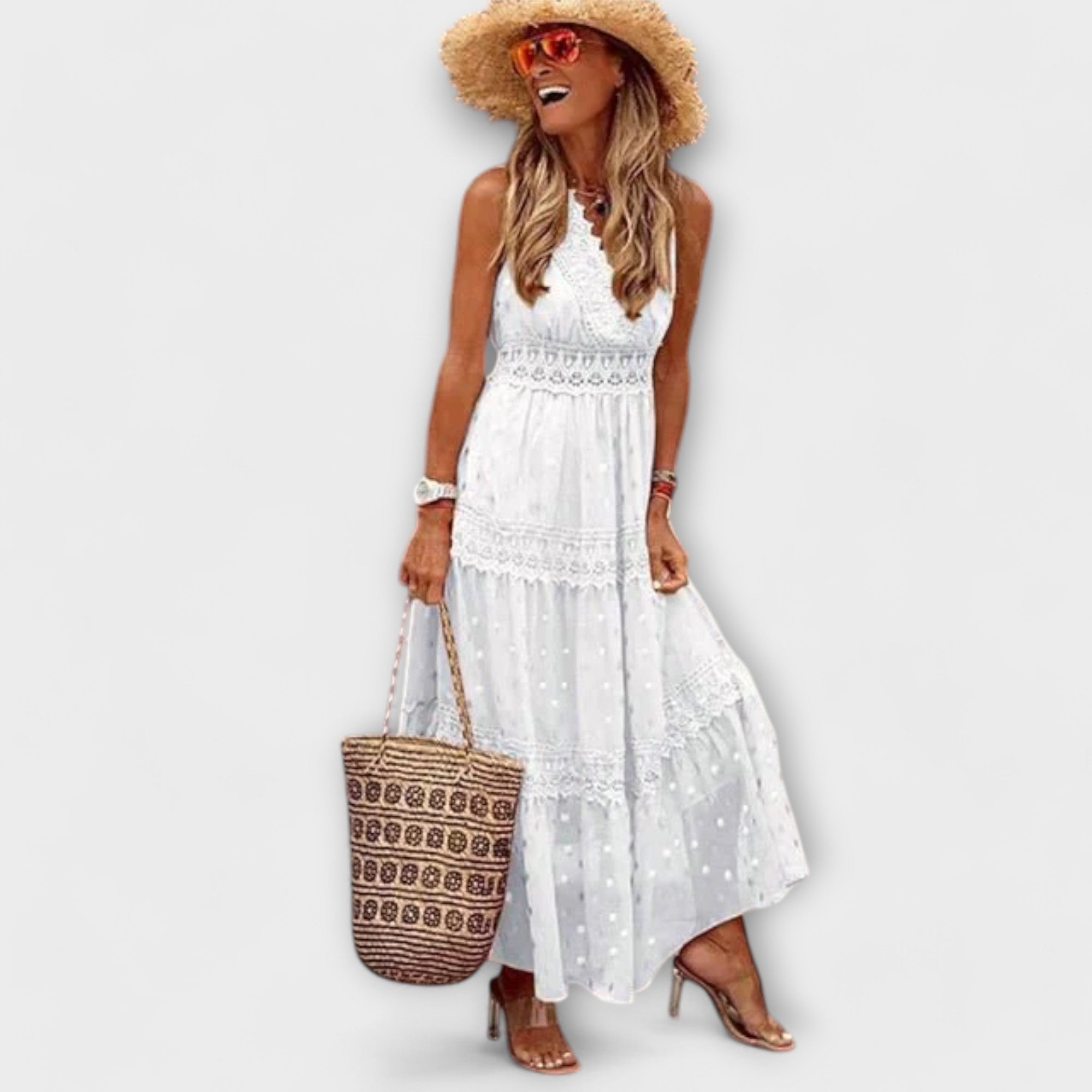 Lola | Boho čipkasti maksi haljina