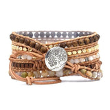 Prirodni Ammonit Fossil, Sunstone i Drvene Perle Oko Rame