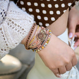 Prirodni Ammonit Fossil, Sunstone i Drvene Perle Oko Rame
