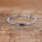 Adjustable Beaded Bracelet with Natural Labradorite