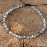 Adjustable Beaded Bracelet with Natural Labradorite