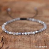 Adjustable Beaded Bracelet with Natural Labradorite