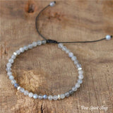 Adjustable Beaded Bracelet with Natural Labradorite