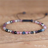 Adjustable Natural Pink Tourmaline Beaded Bracelet