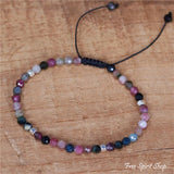Adjustable Natural Pink Tourmaline Beaded Bracelet