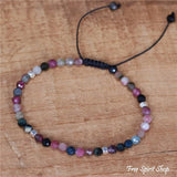 Adjustable Natural Pink Tourmaline Beaded Bracelet