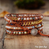 Narukvica od Prirodnog Rhodonita, Kraljevskog Jaspisa i Ružičastog Aventurina sa Perlicama