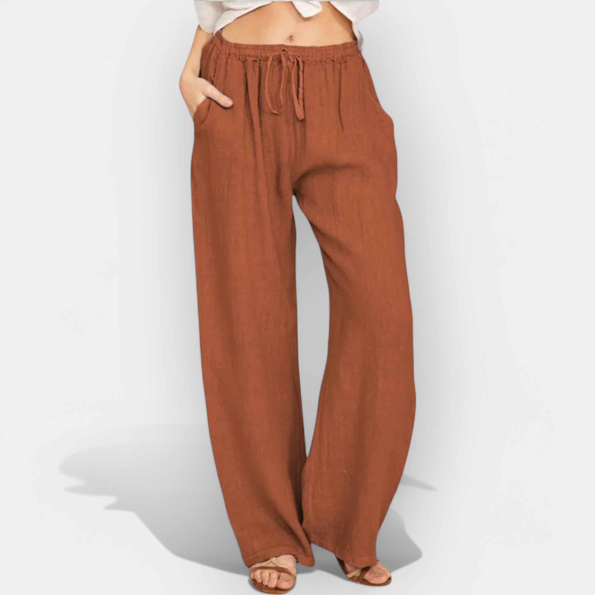 Malika | Lagane lanene pantalone sa vazdušastim linijama