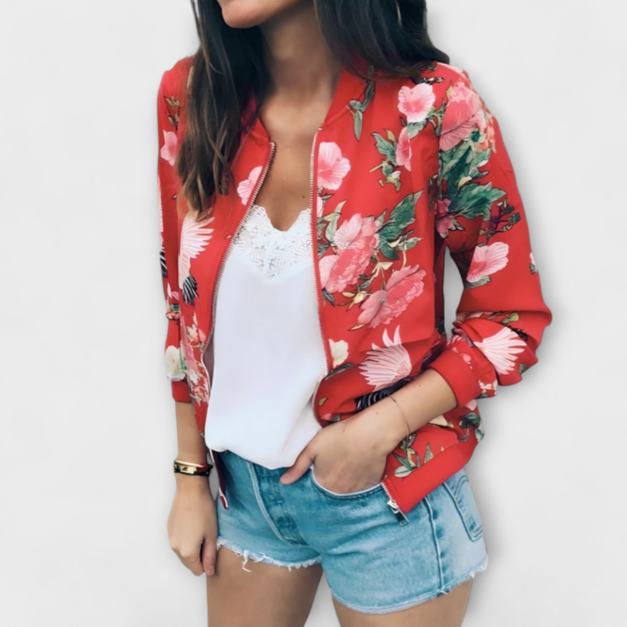 Andreia | Elegantna bomber jakna sa cvetnim uzorkom
