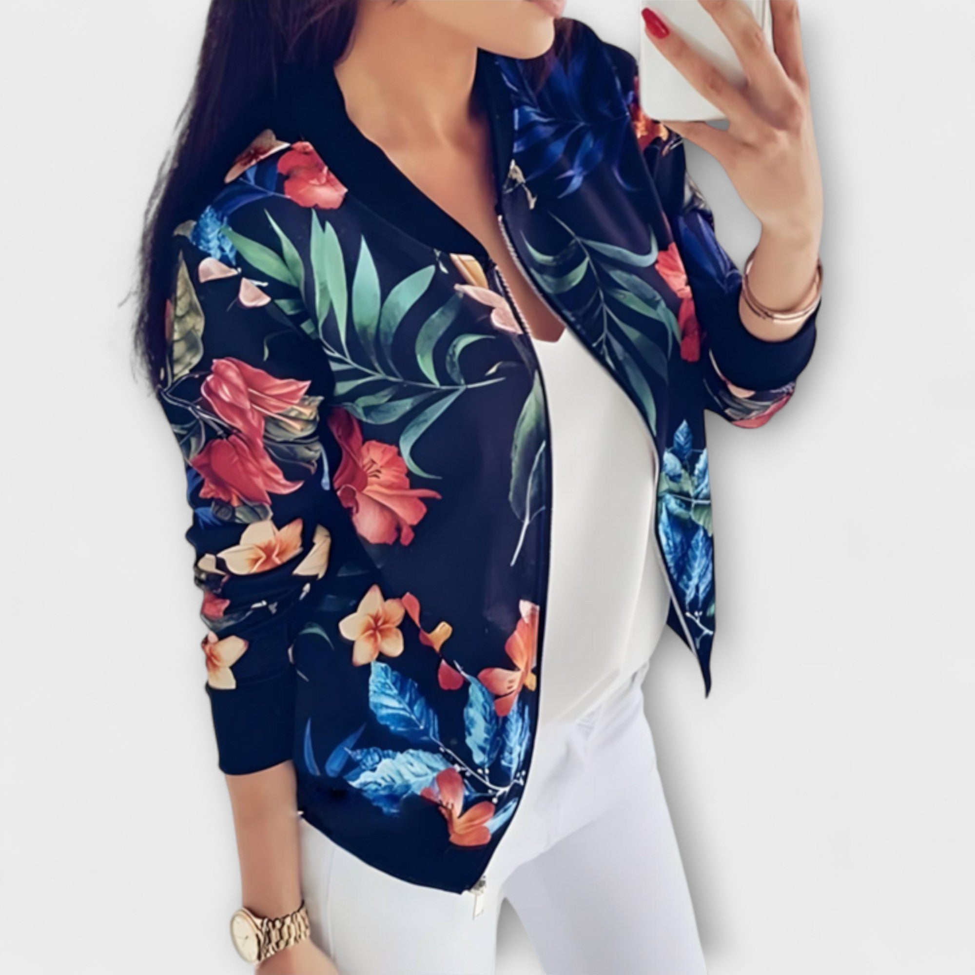 Andreia | Elegantna bomber jakna sa cvetnim uzorkom