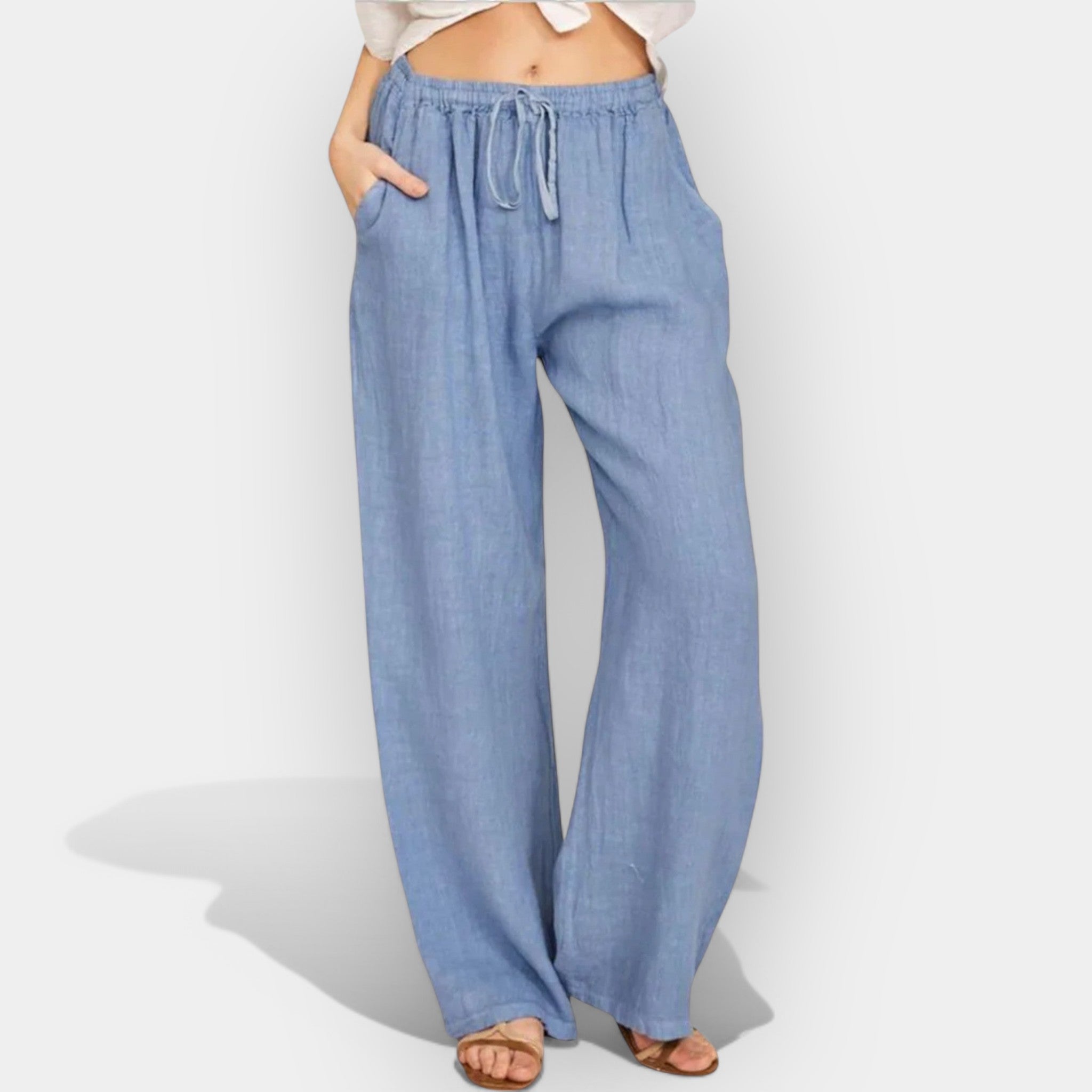 Malika | Lagane lanene pantalone sa vazdušastim linijama