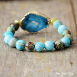 Turquoise Howlite and Druzy Bracelet