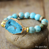 Turquoise Howlite and Druzy Bracelet